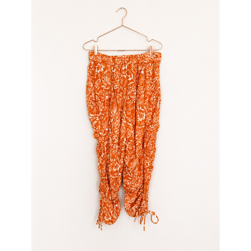 Free People Dusk 'Til Dawn Parachute Linen Pants Small Floral Cargo Relaxed Boho - Picture 7 of 7
